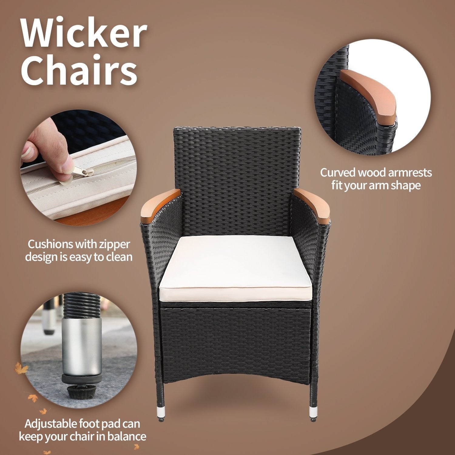 Ensemble de repas de jardin Lacoo en rotin PE/bois d'acacia