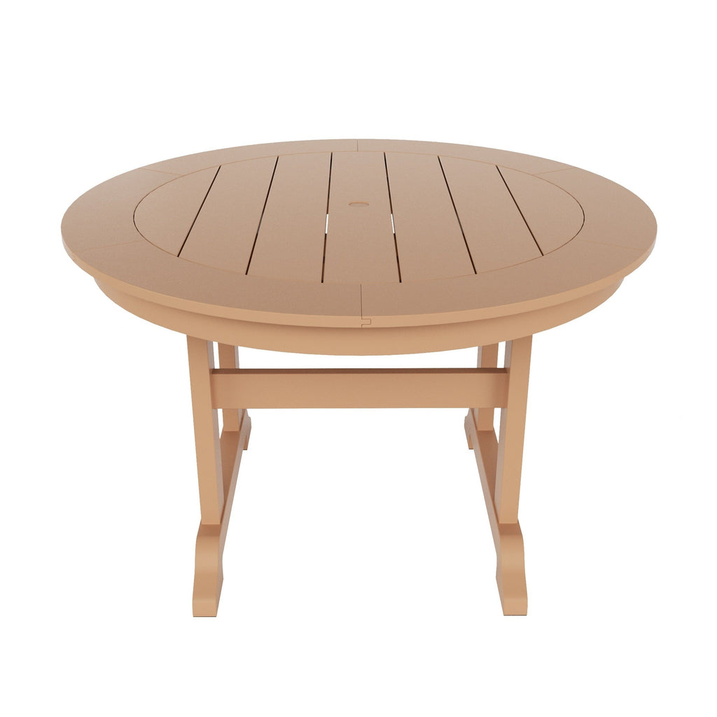 Ensemble de salle à manger d'extérieur Polytrends Laguna en PEHD résistant aux intempéries, avec table ronde et fauteuils (ensemble de 5 pièces)