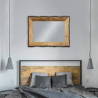 Lamont River of Goods Miroir mural rectangulaire en bois et verre marron et beige - 39 x 1,25 x 28 pouces