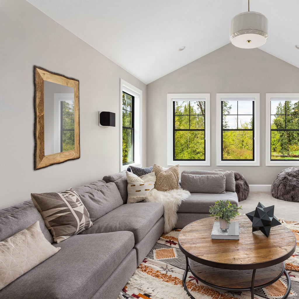 Lamont River of Goods Miroir mural rectangulaire en bois et verre marron et beige - 39 x 1,25 x 28 pouces