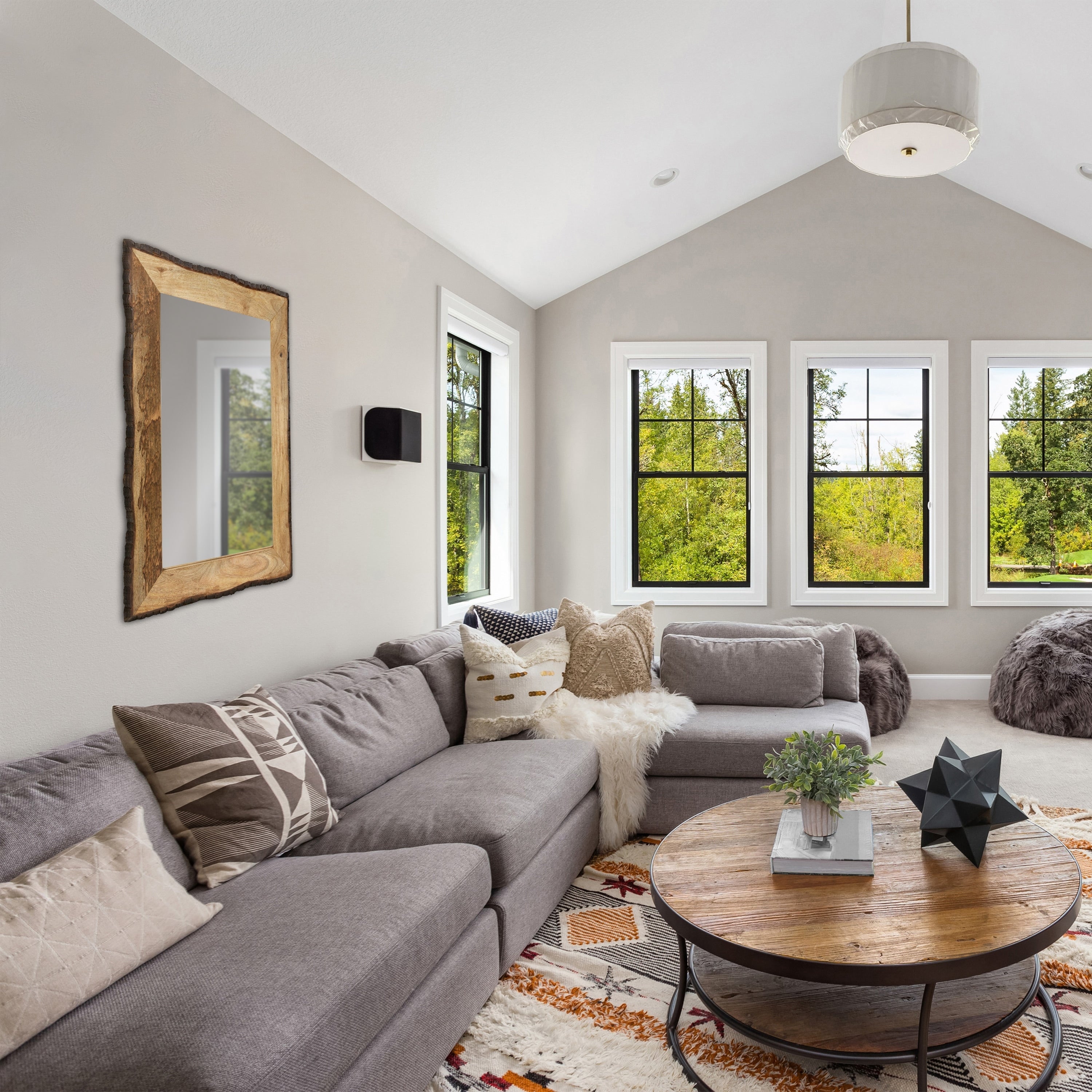 Lamont River of Goods Miroir mural rectangulaire en bois et verre marron et beige - 39 x 1,25 x 28 pouces