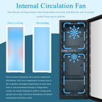 Lanbo Cave à vin autoportante à double zone de 20 pouces pouvant contenir 64 bouteilles, avec porte vitrée à cadre en acier inoxydable et deux serrures de sécurité.