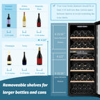 Lanbo Cave à vin autoportante à double zone de 20 pouces pouvant contenir 64 bouteilles, avec porte vitrée à cadre en acier inoxydable et deux serrures de sécurité.