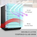 Lanbo Cave à vin intégrée à double zone de refroidissement, 24 pouces, 44 bouteilles