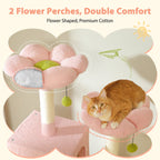 Grand arbre à chat, condo pour chat avec poteaux et coussins à gratter, 2 perchoirs rembourrés, double condo et panier.