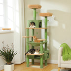 Grand arbre à chat, condo pour chat avec poteaux et coussins à gratter, 2 perchoirs rembourrés, double condo et panier.