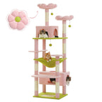 Grand arbre à chat, condo pour chat avec poteaux et coussins à gratter, 2 perchoirs rembourrés, double condo et panier.