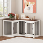 Grande niche pour chien d'angle, meuble pour 2 chiens, cage pour chien en forme de L - 58.7X41.1