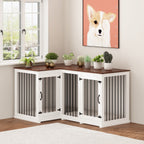 Grande niche pour chien d'angle, meuble pour 2 chiens, cage pour chien en forme de L - 58.7X41.1