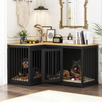 Grande niche pour chien d'angle, meuble pour 2 chiens, cage pour chien en forme de L - 58.7X41.1
