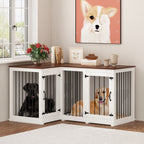 Grande niche pour chien d'angle, meuble pour 2 chiens, cage pour chien en forme de L - 58.7X41.1
