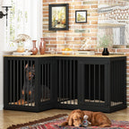 Grande niche pour chien d'angle, meuble pour 2 chiens, cage pour chien en forme de L - 58.7X41.1