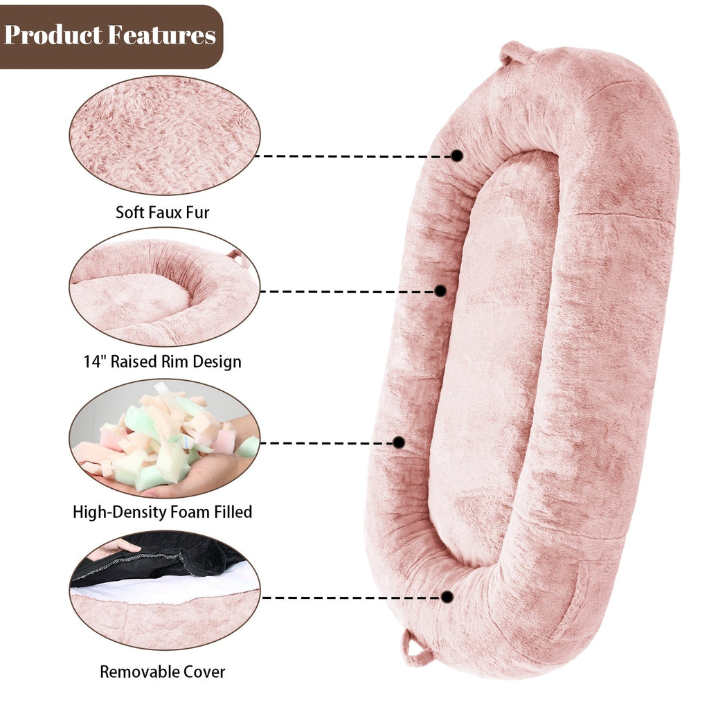 Grand lit pour chien, lit lavable de la taille d'un humain avec housse amovible