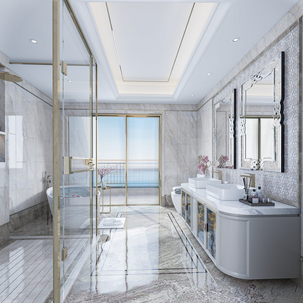 Grand miroir mural rectangulaire à facettes avec perles de cristal, à assembler.