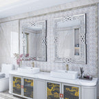 Grand miroir mural rectangulaire à facettes avec perles de cristal, à assembler.