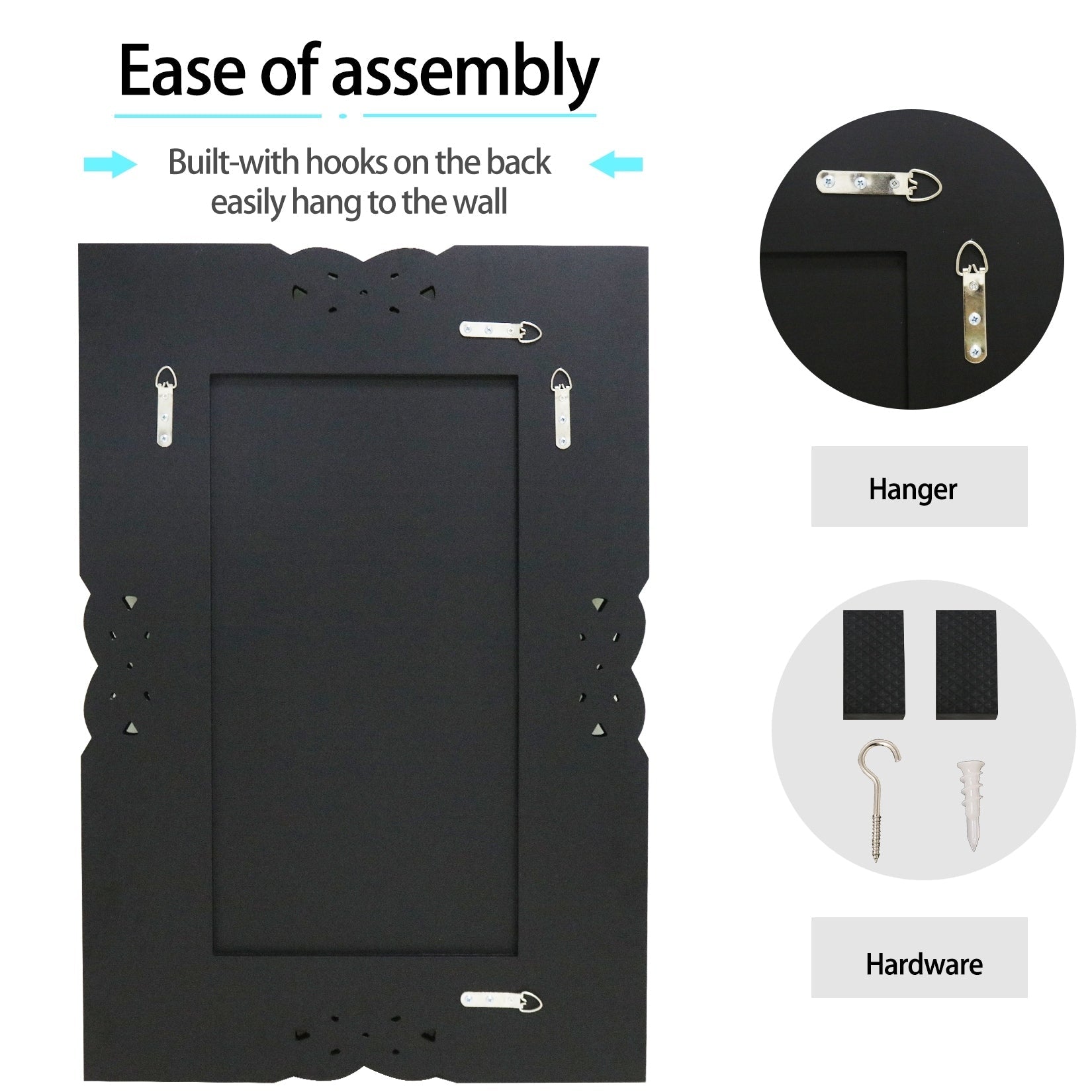 Grand miroir mural rectangulaire à facettes avec perles de cristal, à assembler.