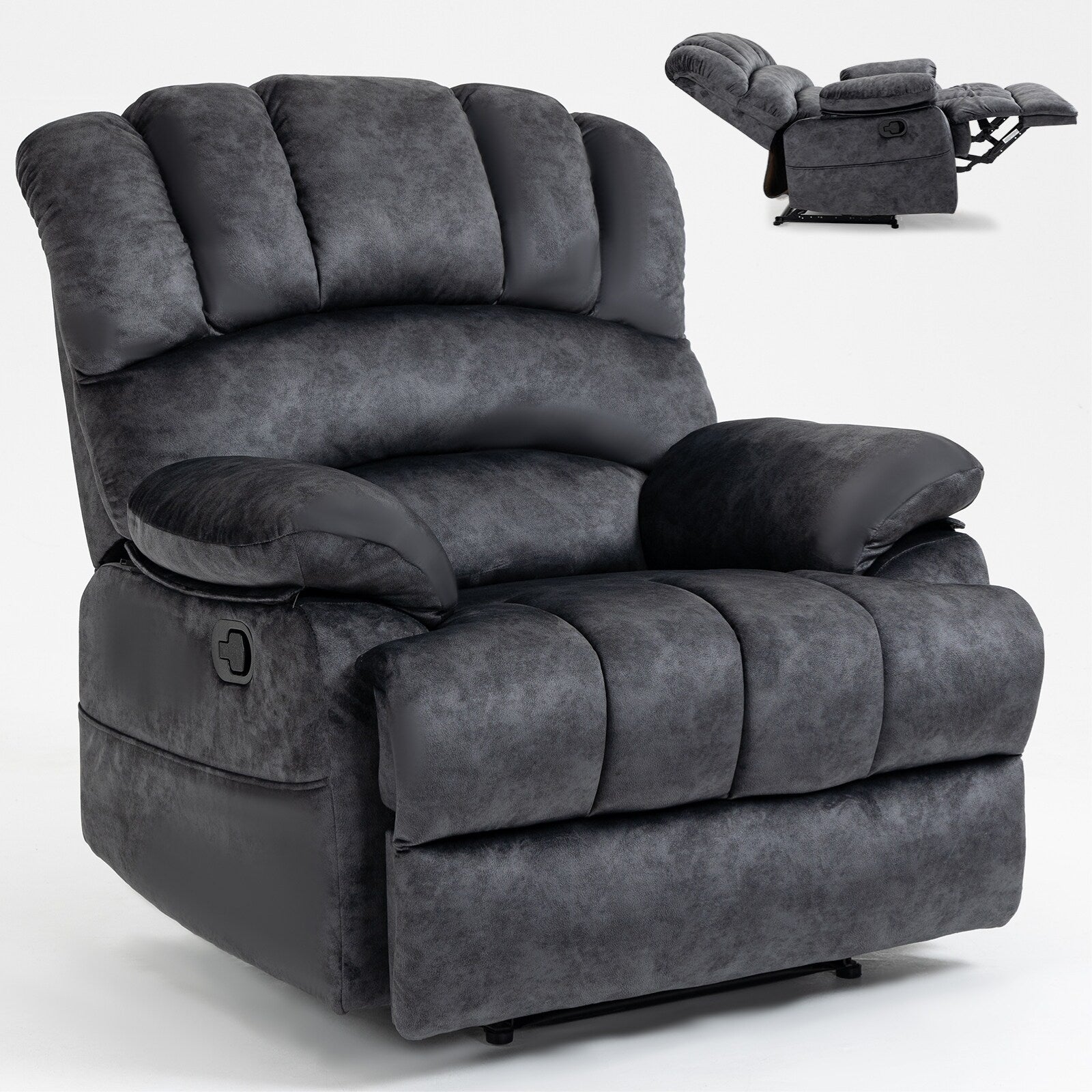 Grand fauteuil inclinable manuel pour adulte, canapé inclinable confortable en tissu, fauteuil inclinable rembourré pour salon