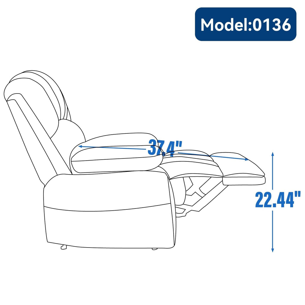 Grand fauteuil inclinable manuel pour adulte, canapé inclinable confortable en tissu, fauteuil inclinable rembourré pour salon