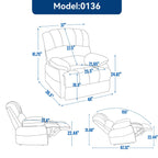 Grand fauteuil inclinable manuel pour adulte, canapé inclinable confortable en tissu, fauteuil inclinable rembourré pour salon
