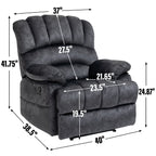 Grand fauteuil inclinable manuel pour adulte, canapé inclinable confortable en tissu, fauteuil inclinable rembourré pour salon