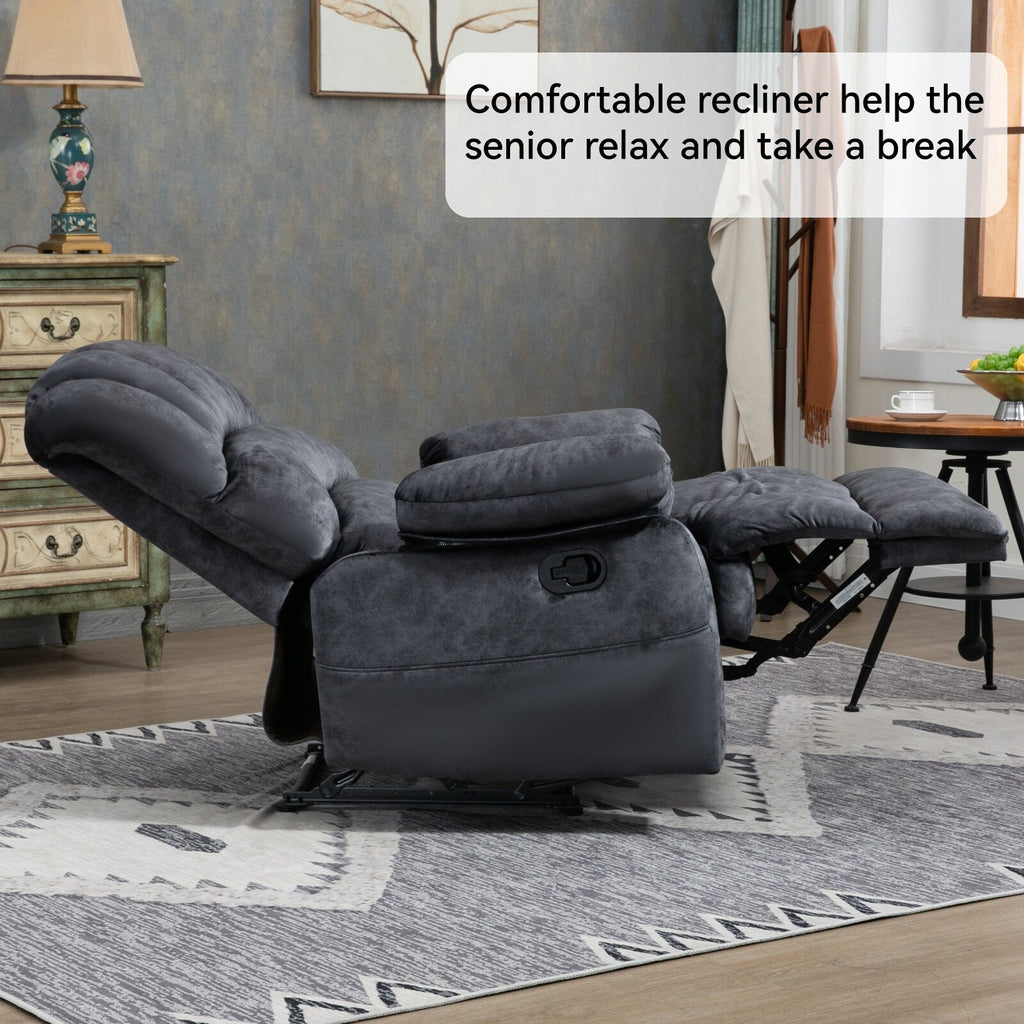 Grand fauteuil inclinable manuel pour adulte, canapé inclinable confortable en tissu, fauteuil inclinable rembourré pour salon