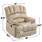 Grand fauteuil inclinable manuel pour adulte, canapé inclinable confortable en tissu, fauteuil inclinable rembourré pour salon