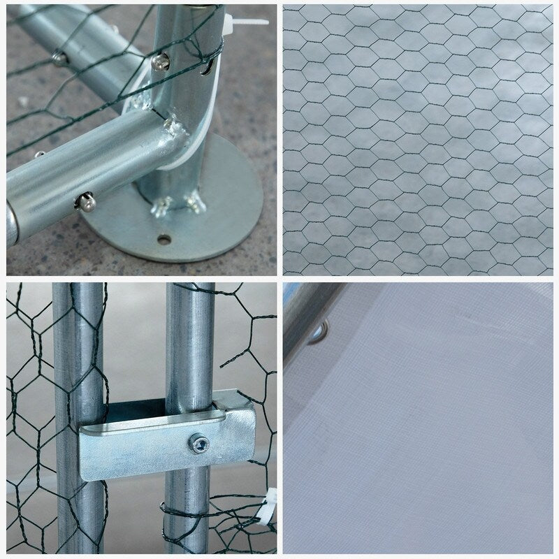 Grand poulailler en métal, cage à volailles à entrée facile.