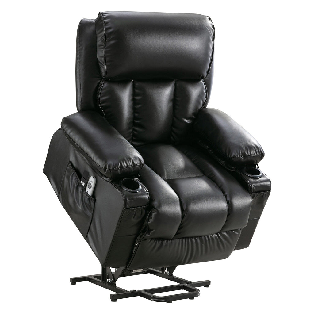 Grand fauteuil releveur électrique inclinable avec fonction chauffante et massage 8 points - Télécommande, port USB