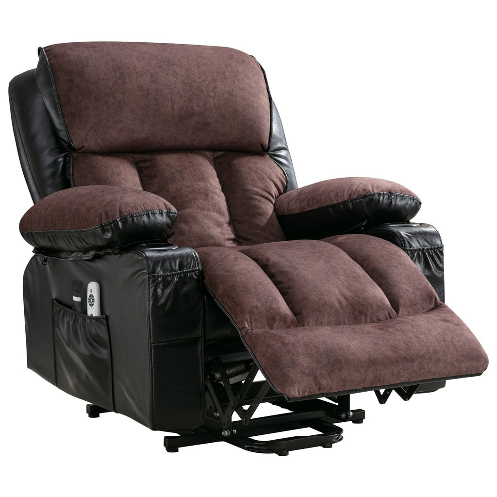 Grand fauteuil releveur électrique inclinable avec fonction chauffante et massage 8 points - Télécommande, port USB