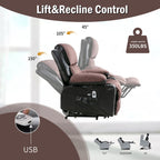 Grand fauteuil releveur électrique inclinable avec fonction chauffante et massage 8 points - Télécommande, port USB