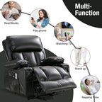 Grand fauteuil releveur électrique inclinable avec fonction chauffante et massage 8 points - Télécommande, port USB
