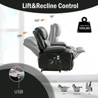 Grand fauteuil releveur électrique inclinable avec fonction chauffante et massage 8 points - Télécommande, port USB