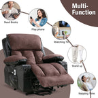 Grand fauteuil releveur électrique inclinable avec fonction chauffante et massage 8 points - Télécommande, port USB