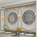 Grand miroir rond décoratif, miroir mural artistique en verre, miroir d'accent - 81 cm (l) x 81 cm (h)