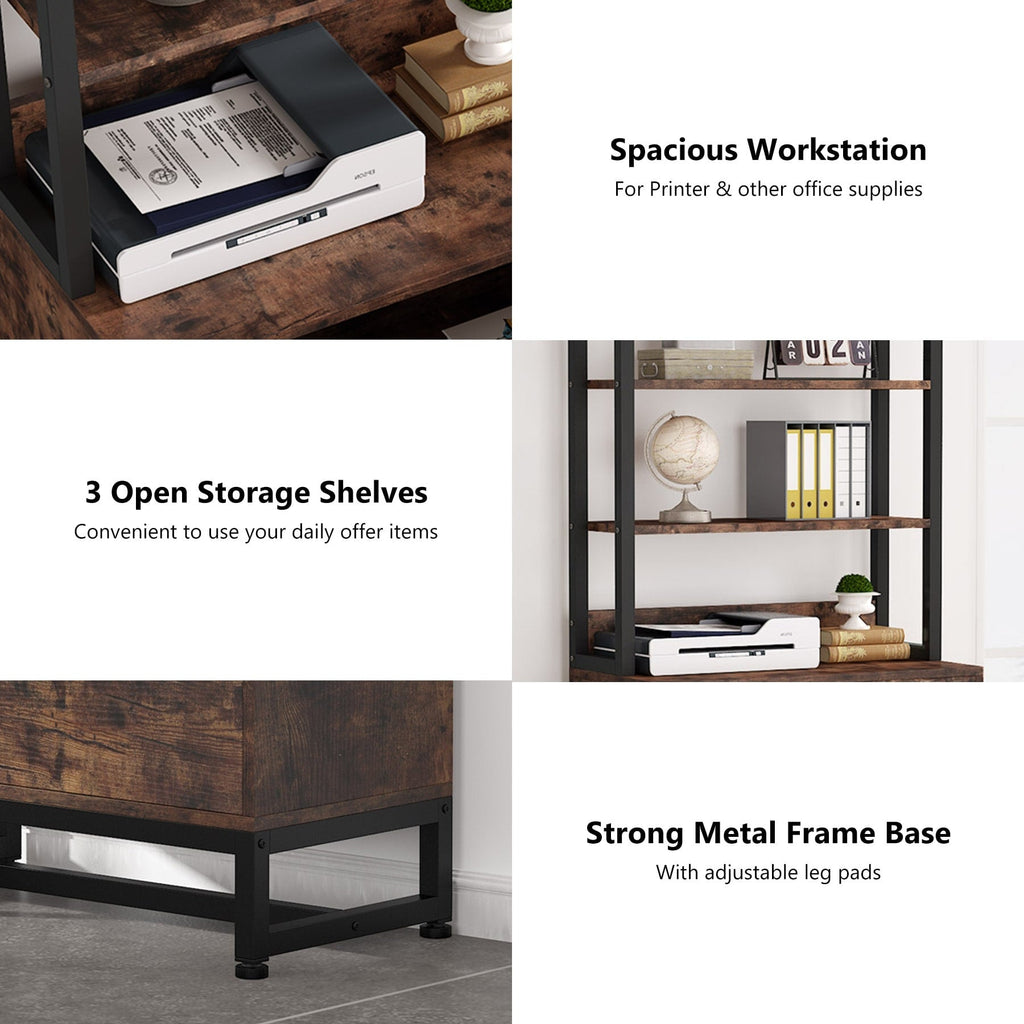 Armoire à dossiers avec 2 tiroirs, meuble de rangement moderne pour imprimante avec serrure