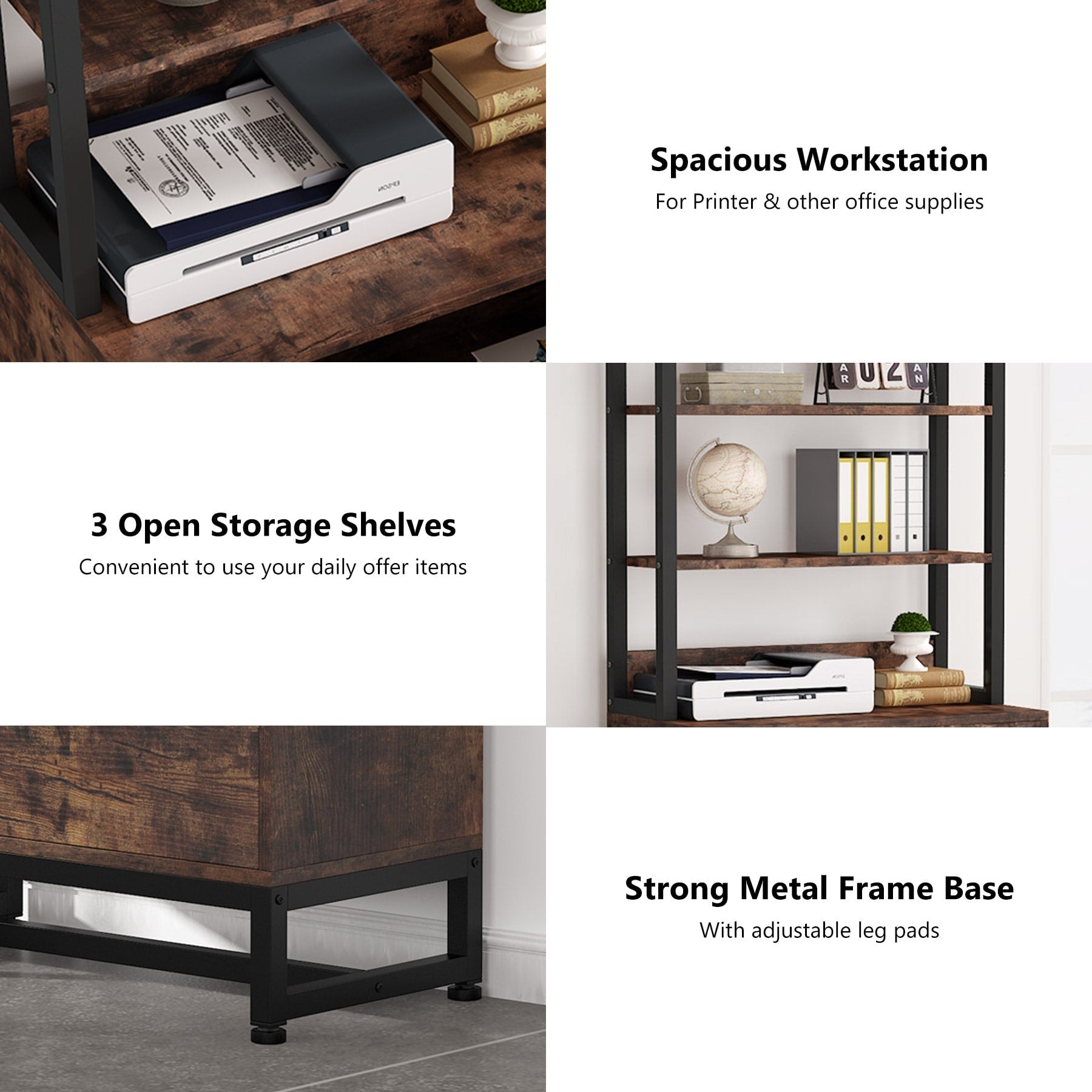 Armoire à dossiers avec 2 tiroirs, meuble de rangement moderne pour imprimante avec serrure