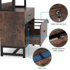 Armoire à dossiers avec 2 tiroirs, meuble de rangement moderne pour imprimante avec serrure