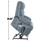 Fauteuil inclinable électrique Lazy Boy à double moteur en chenille avec fonction massage et chauffage lombaire, deux porte-gobelets, gris-bleu
