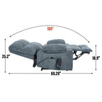 Fauteuil inclinable électrique Lazy Boy à double moteur en chenille avec fonction massage et chauffage lombaire, deux porte-gobelets, gris-bleu