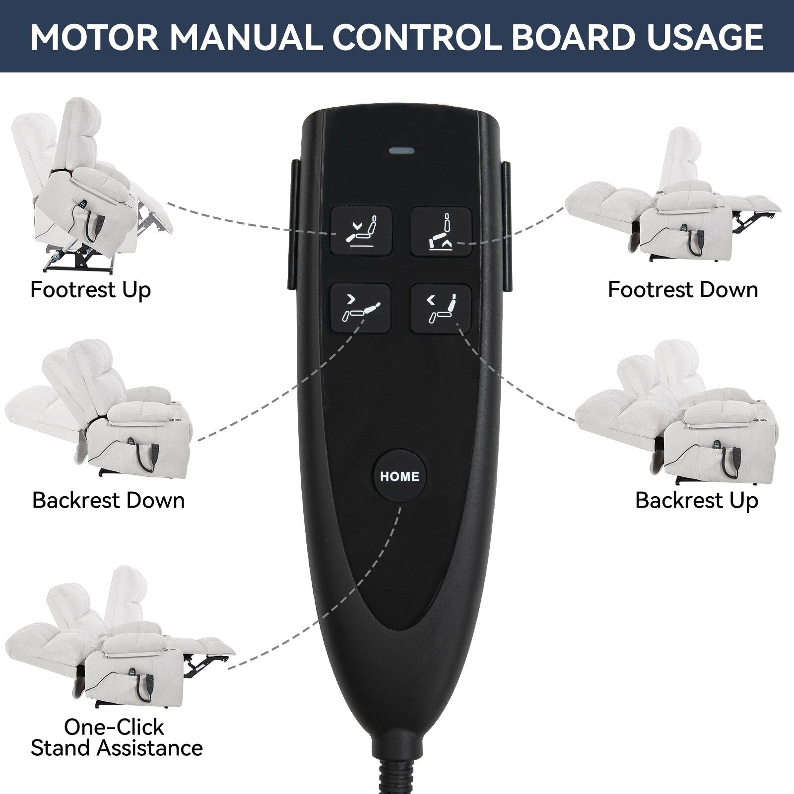 Fauteuil inclinable électrique Lazy Boy à double moteur en chenille avec fonction massage et chauffage lombaire, deux porte-gobelets, gris-bleu