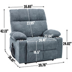 Fauteuil inclinable électrique Lazy Boy à double moteur en chenille avec fonction massage et chauffage lombaire, deux porte-gobelets, gris-bleu