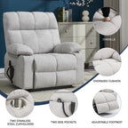 Fauteuil inclinable électrique Lazy Boy à double moteur en chenille avec fonction massage et chauffage lombaire, deux porte-gobelets, gris-bleu