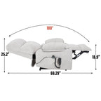 Fauteuil inclinable électrique Lazy Boy à double moteur en chenille avec fonction massage et chauffage lombaire, deux porte-gobelets, gris-bleu