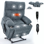 Fauteuil inclinable électrique Lazy Boy à double moteur en chenille avec fonction massage et chauffage lombaire, deux porte-gobelets, gris-bleu