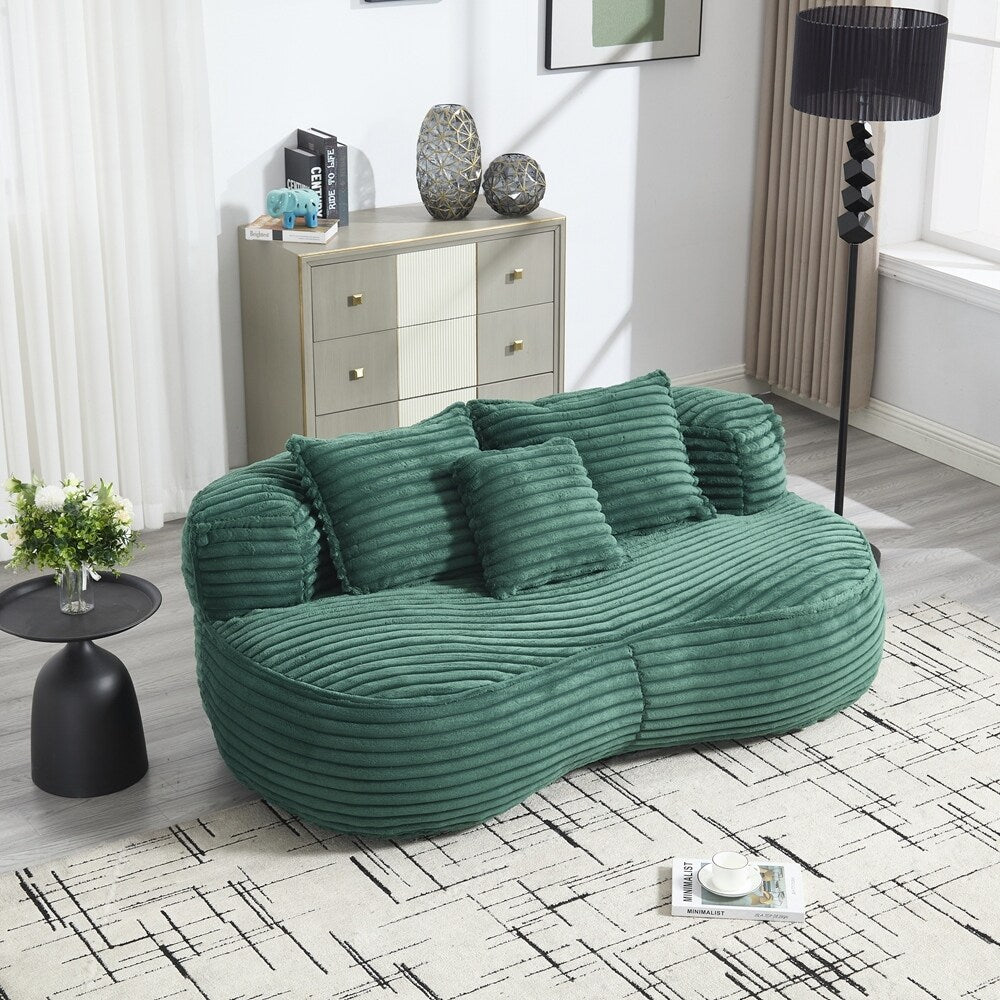 Fauteuil pouf Lazy Sofa, confortable et résistant, avec dossier haut, pour adultes et enfants - 2 places