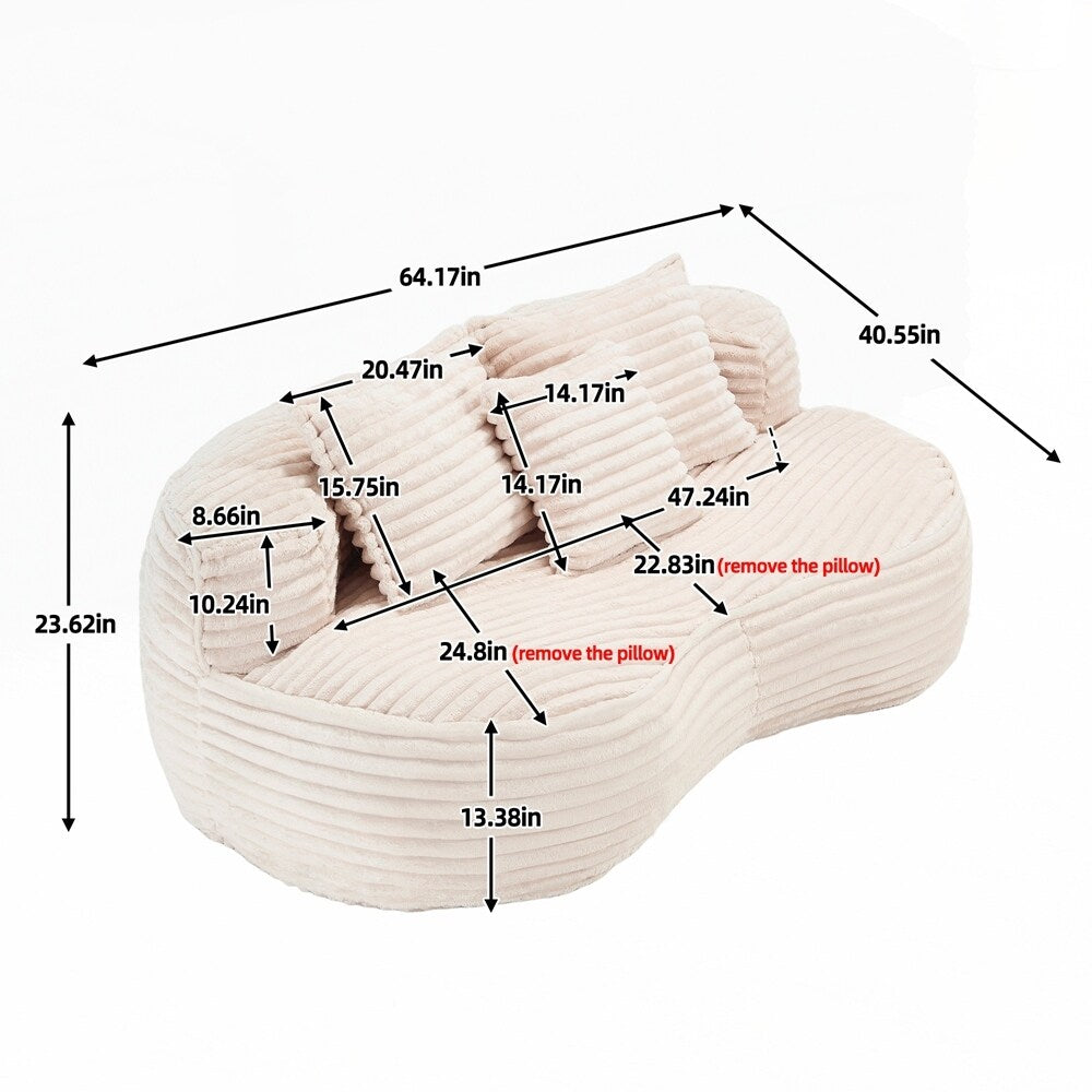 Fauteuil pouf Lazy Sofa, confortable et résistant, avec dossier haut, pour adultes et enfants - 2 places