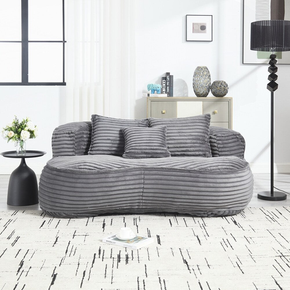 Fauteuil pouf Lazy Sofa, confortable et résistant, avec dossier haut, pour adultes et enfants - 2 places