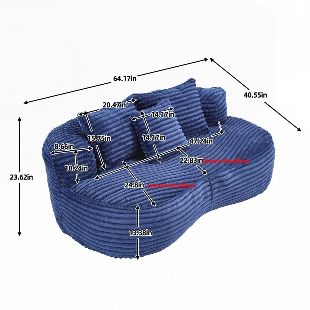 Fauteuil pouf Lazy Sofa, confortable et résistant, avec dossier haut, pour adultes et enfants - 2 places