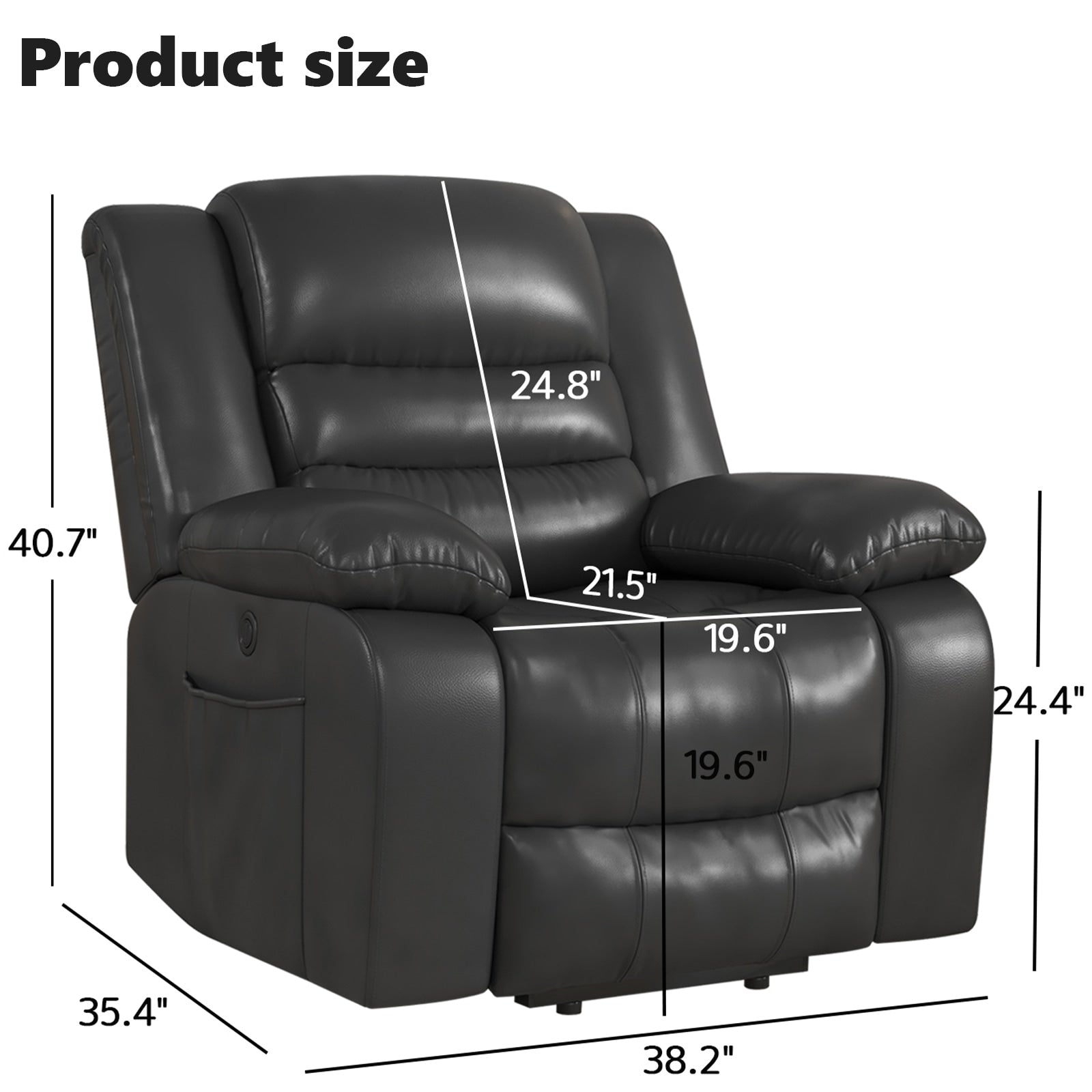 Fauteuil releveur en cuir à double moteur, fauteuils inclinables électriques surdimensionnés avec fonction massage et chauffage électrique