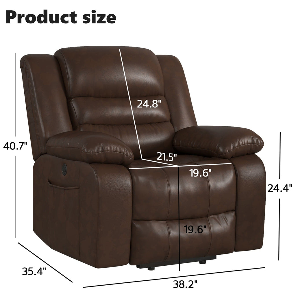 Fauteuil releveur en cuir à double moteur, fauteuils inclinables électriques surdimensionnés avec fonction massage et chauffage électrique